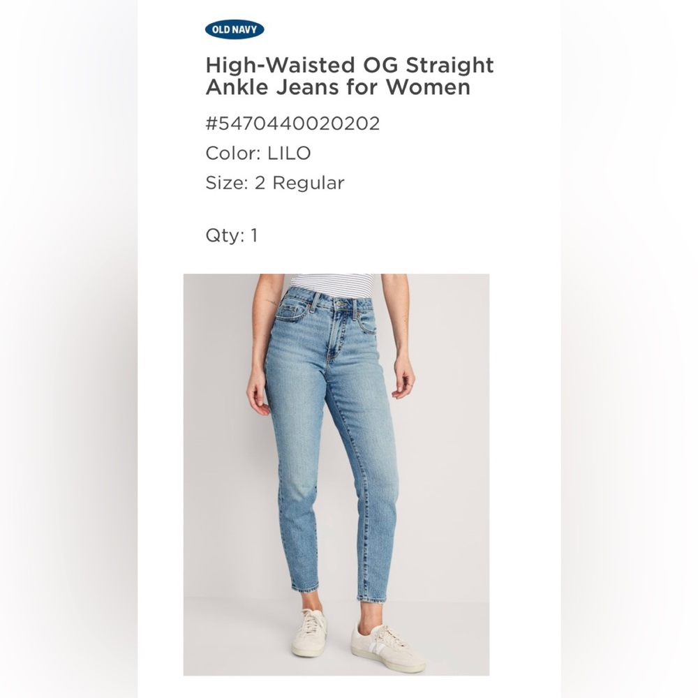 NWOT High-Waisted OG Straight Ankle Jeans for
Women size 2